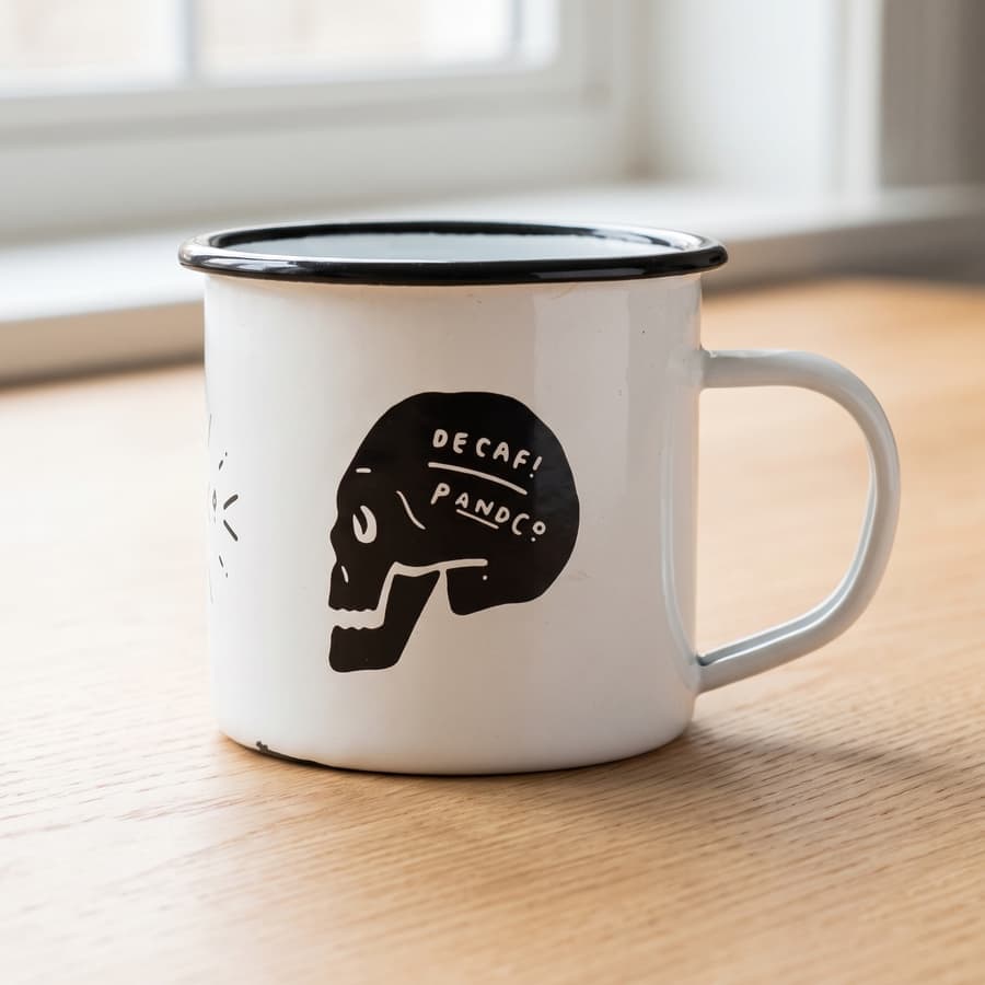 The same mug rendered on a wooden desk